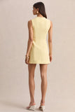 Luxira Lemon Sweetheart Neck Tailored Mini Dress