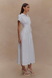 Aysha Buttoned Linen Midi Dress White