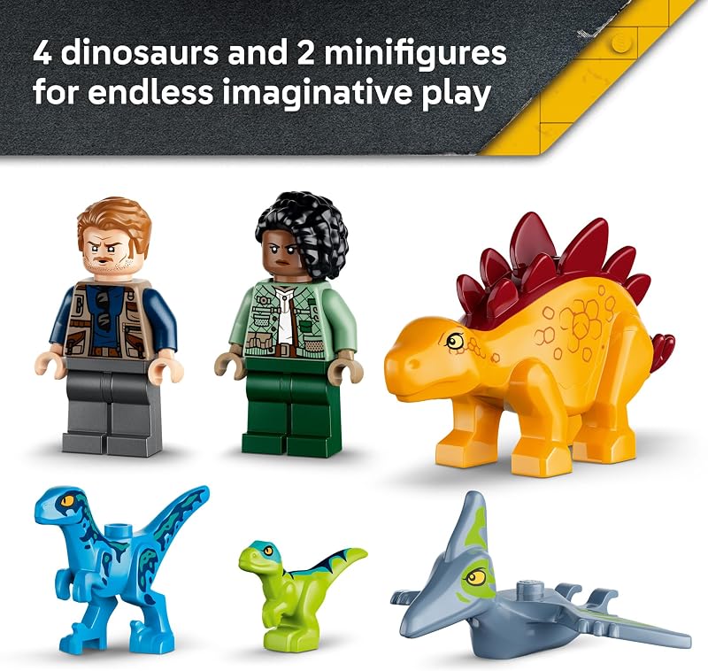 LEGO Jurassic World Velociraptor Stegosaurus Pteranodon Rescue 77981 Building Toy for Boys Girls Ages 4 Dinosaur Toy Playset for Preschoolers Pretend Play 171 pieces Gift for Birthdays