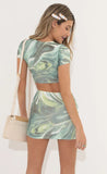 Dallas Open Back Dress in Swirl Green