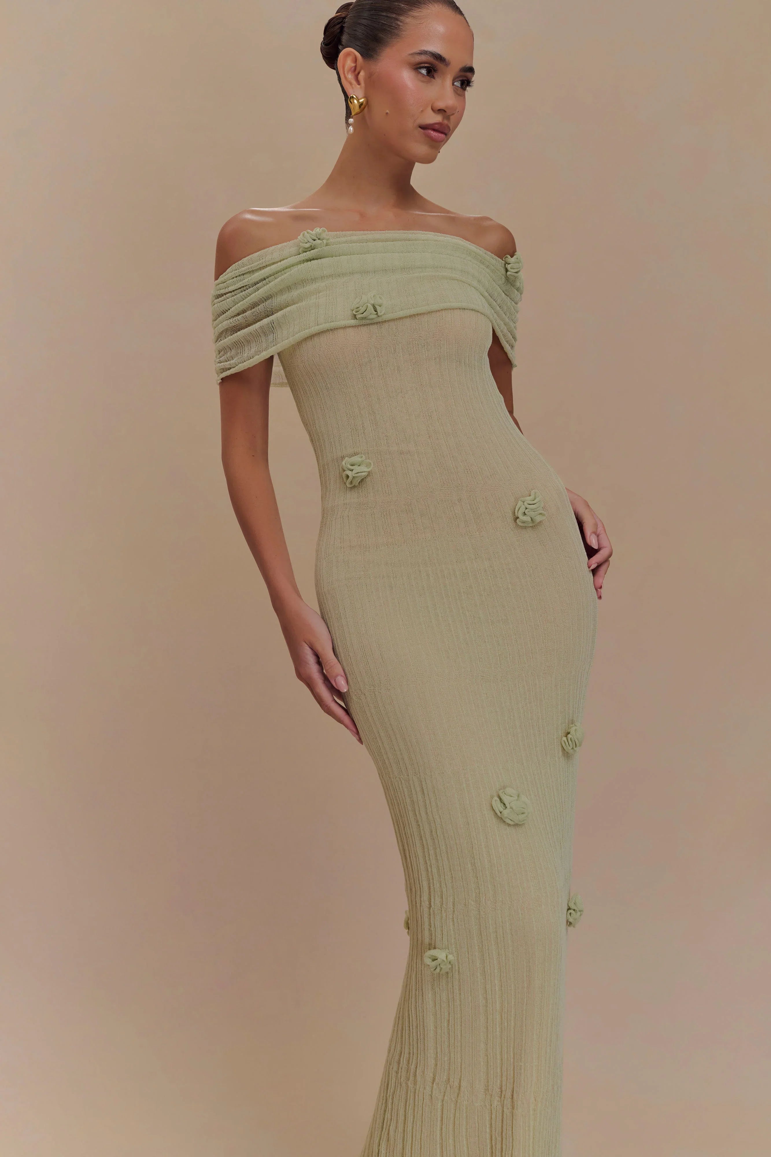 Brynn Orchid Knit Maxi Dress Pastel Green