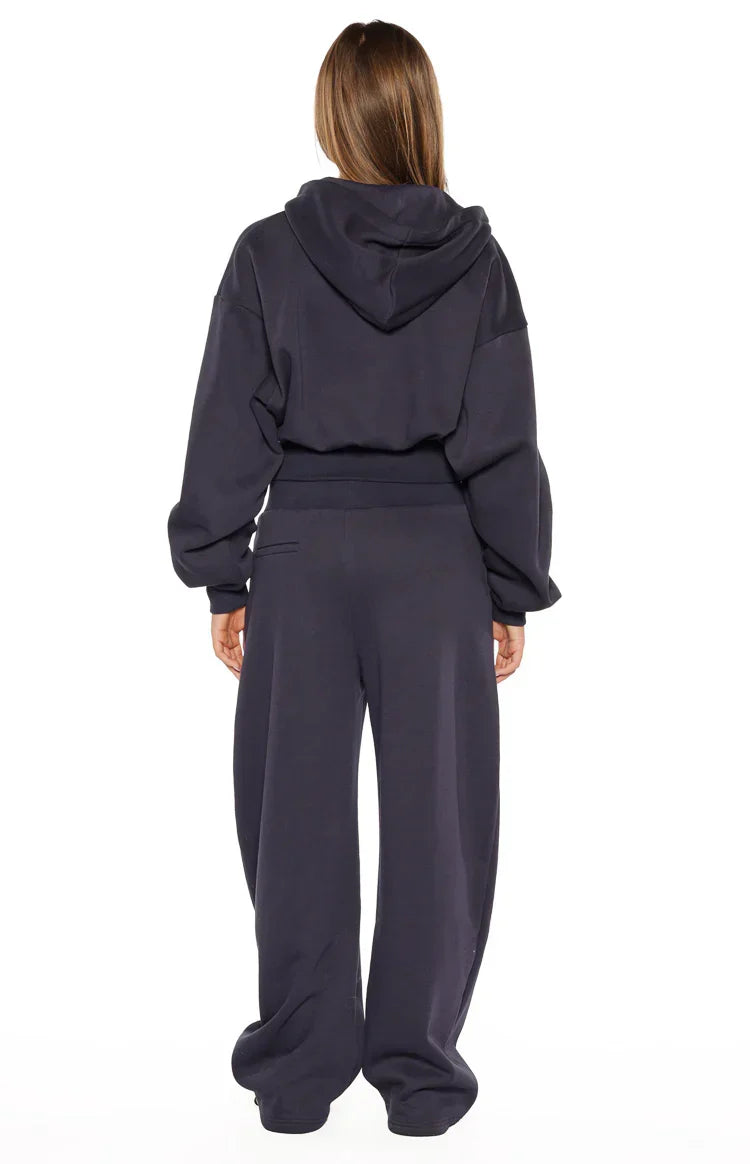 Dora Navy Barrel Leg Track Pants