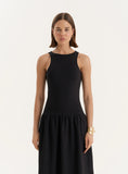 Black Jersey Drop Waist Dress