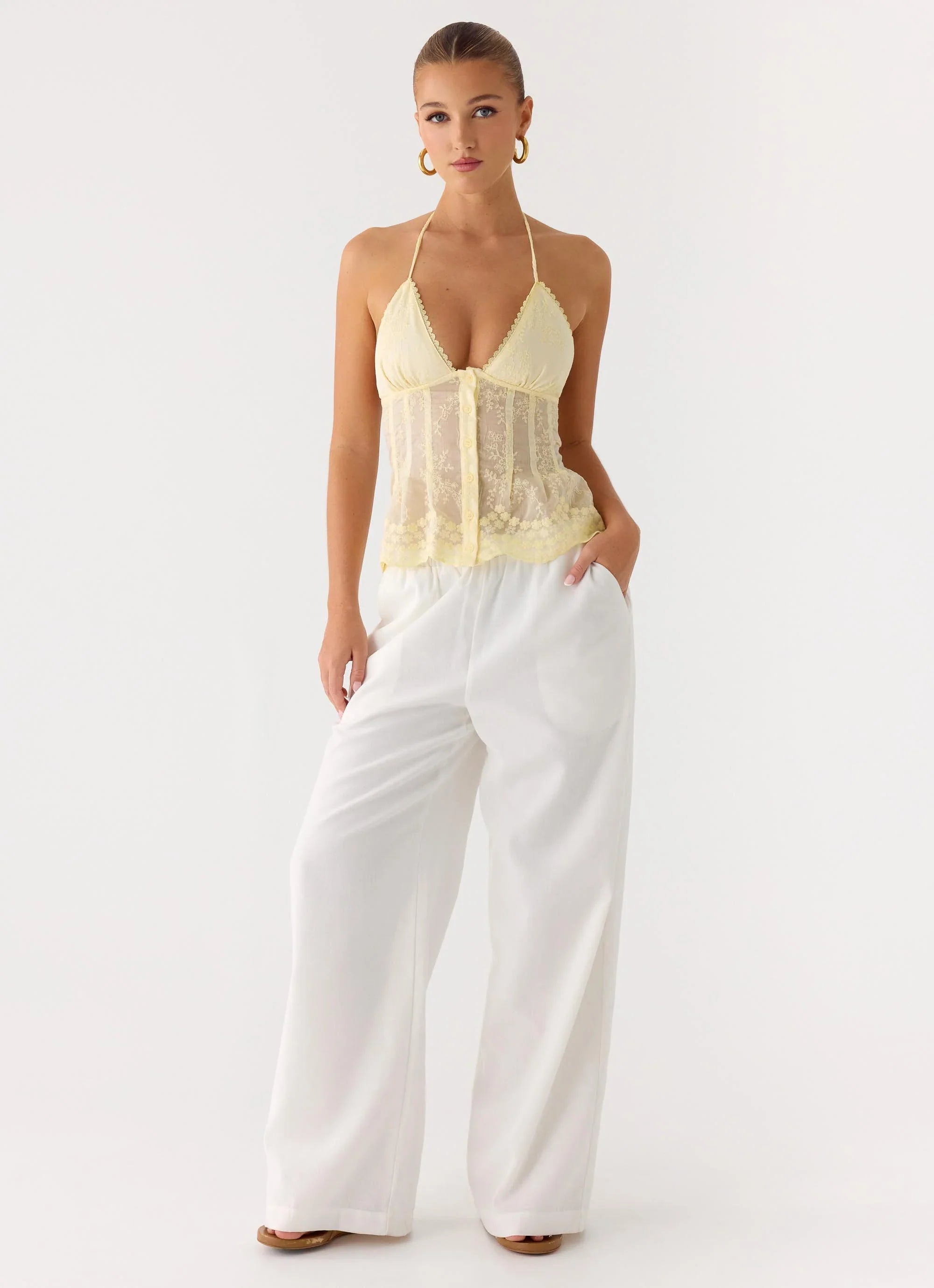 Non Stop Halter Top Butter Yellow