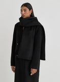 Black Tailored Oversized Maxi Coat With Scarf Melia