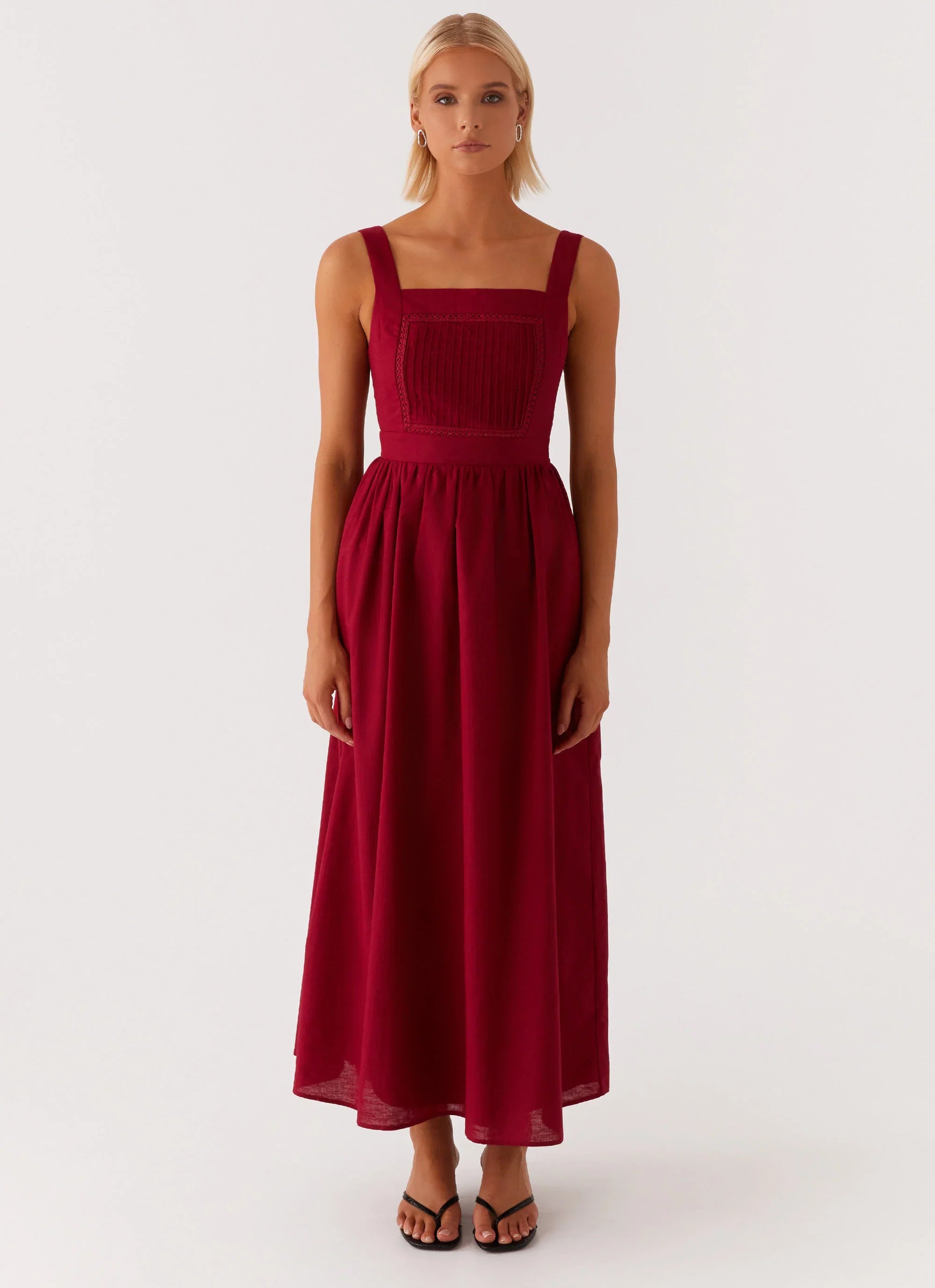 Brylin Linen Midi Dress Red