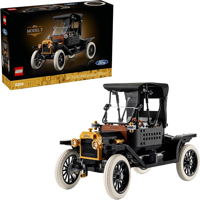 LEGO Icons Ford Model T Building Set for Adults Collectible Kit with Detailed Features for Bedroom Home Office or Shelf Decor Gift for Men Women Car Fans Ages 18 11376