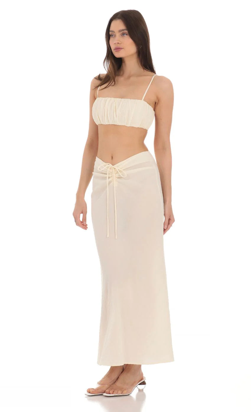 Cropped Two Piece Set in Cream