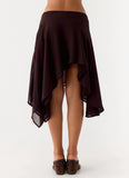 Kia Low Rise Asymmetrical Midi Skirt Chocolate