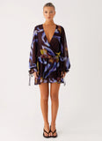 Passion Long Sleeve Mini Dress Dark Floral