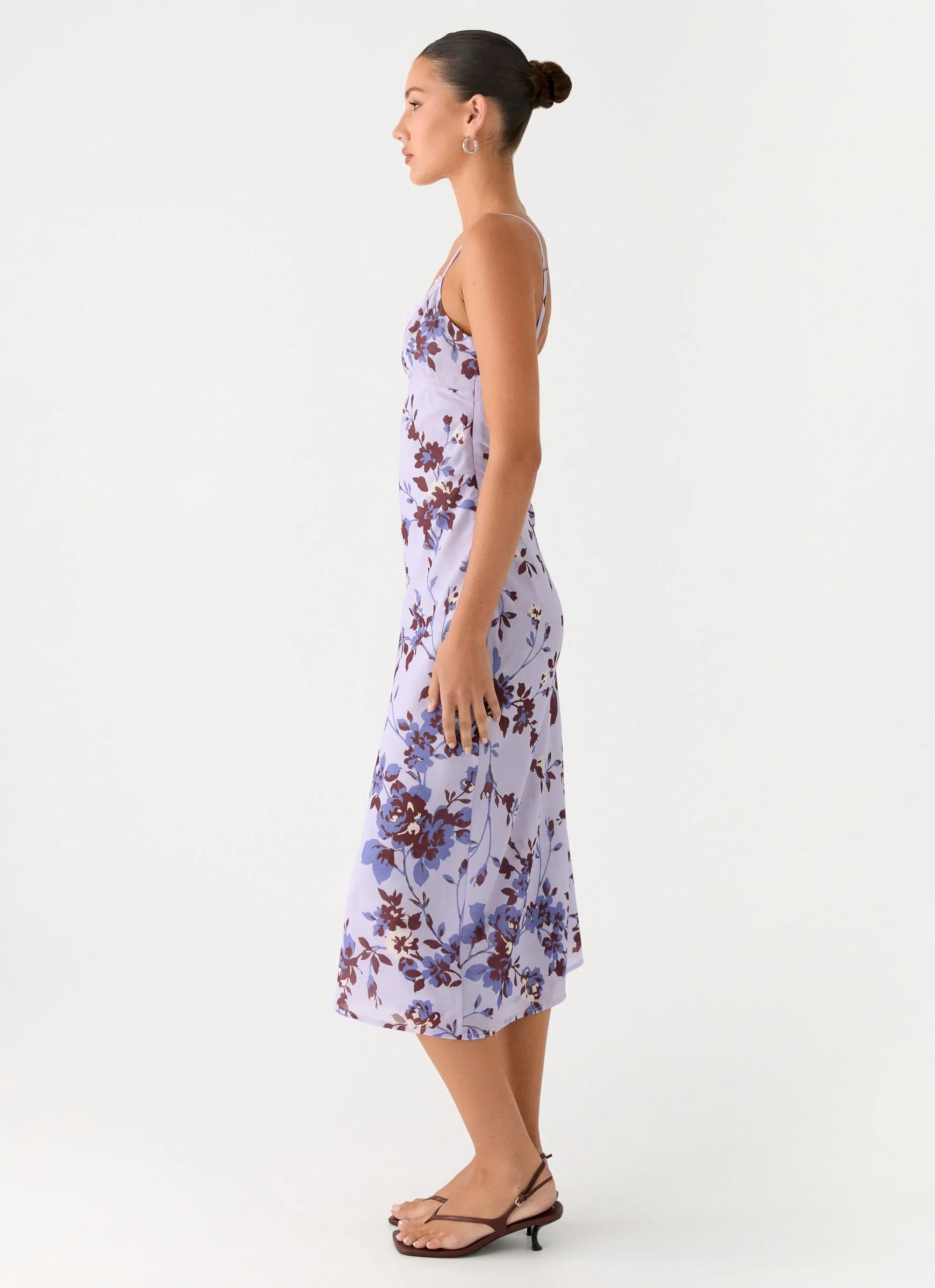 Bluma Lace Trim Midi Dress Antique Lilac Floral
