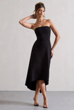 Ariela Black Bandeau High Low Midi Dress