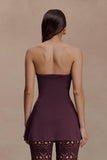 Anette Bandage Knit Strapless Top Chocolate
