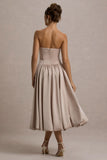 Keyton Champagne Satin Bandeau Midi Dress