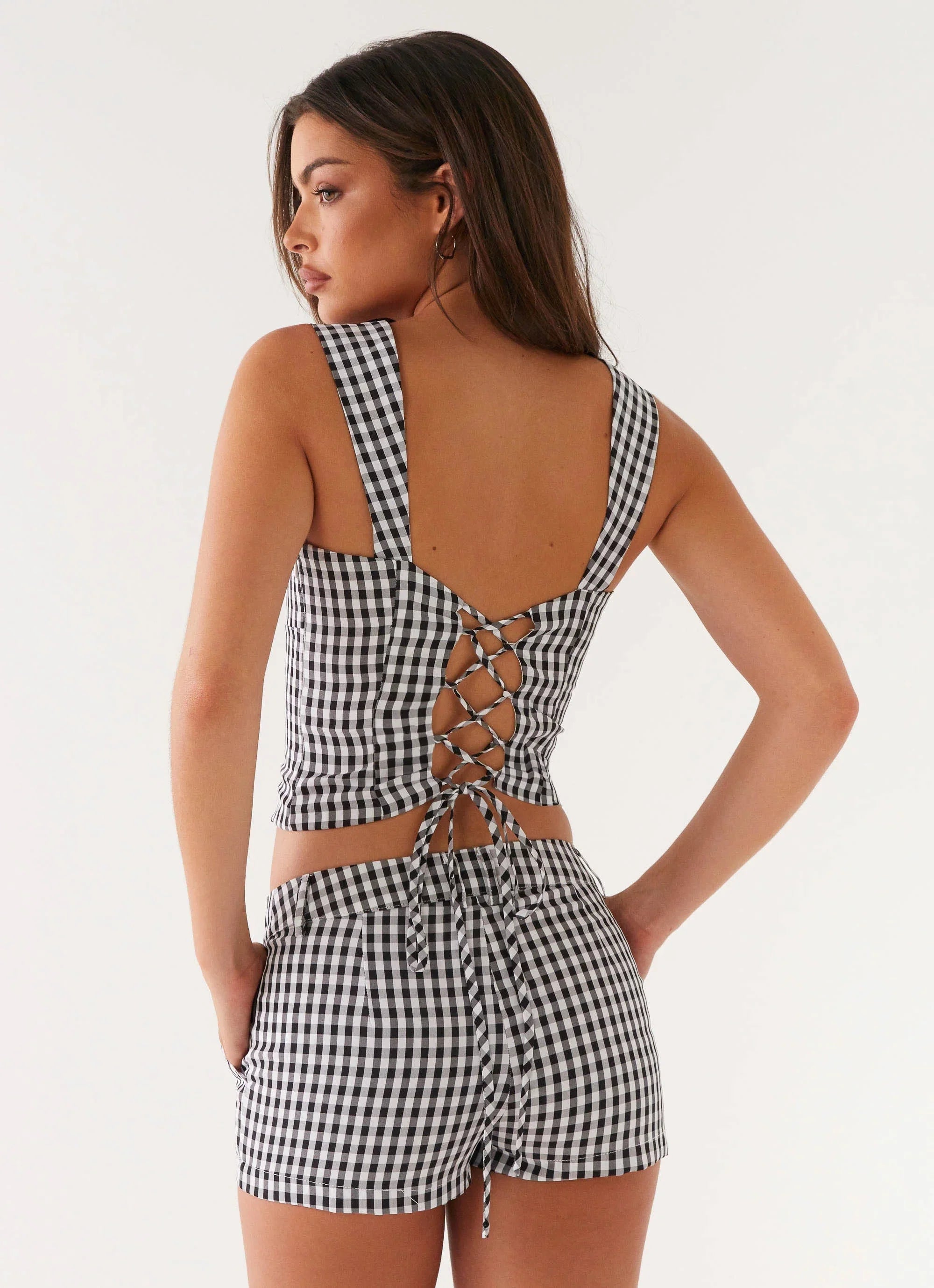 Clayton Tailored Shorts Black Gingham