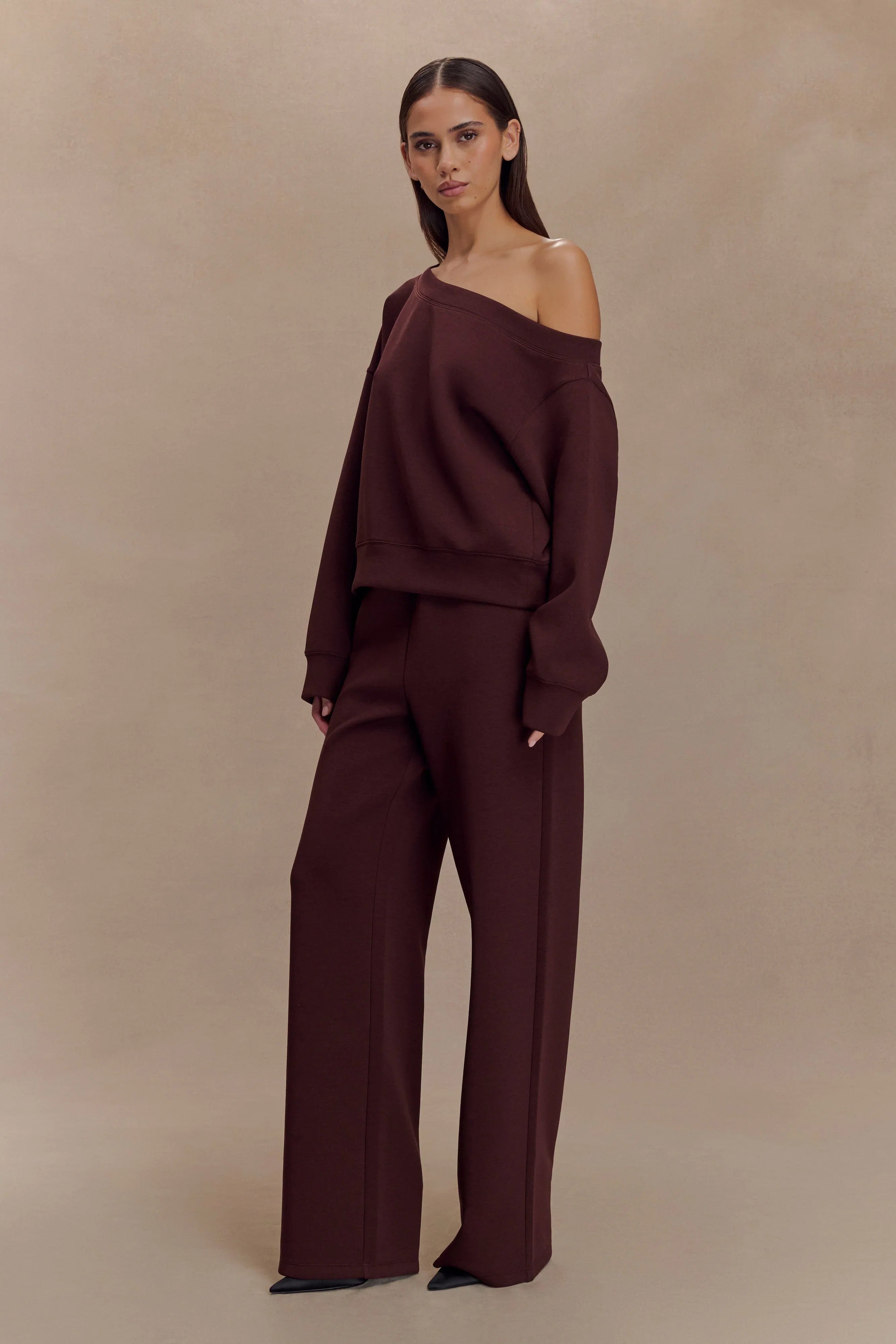 Aiden Slouchy Crew Jumper Chocolate