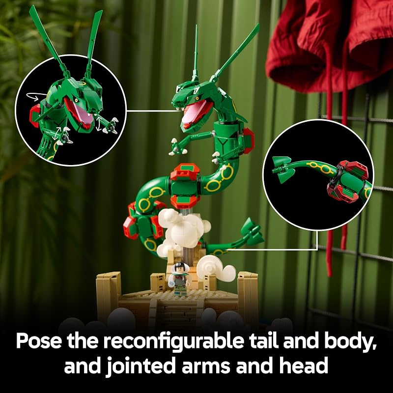 LEGO Pokémon Rayquaza 72168 Collectible Building Set for Adults Ages 18 Posable Pokémon Model Kit for Display Bedroom Desk or Book Shelf Decor