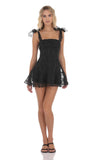 Motif Pattern A line Dress in Black