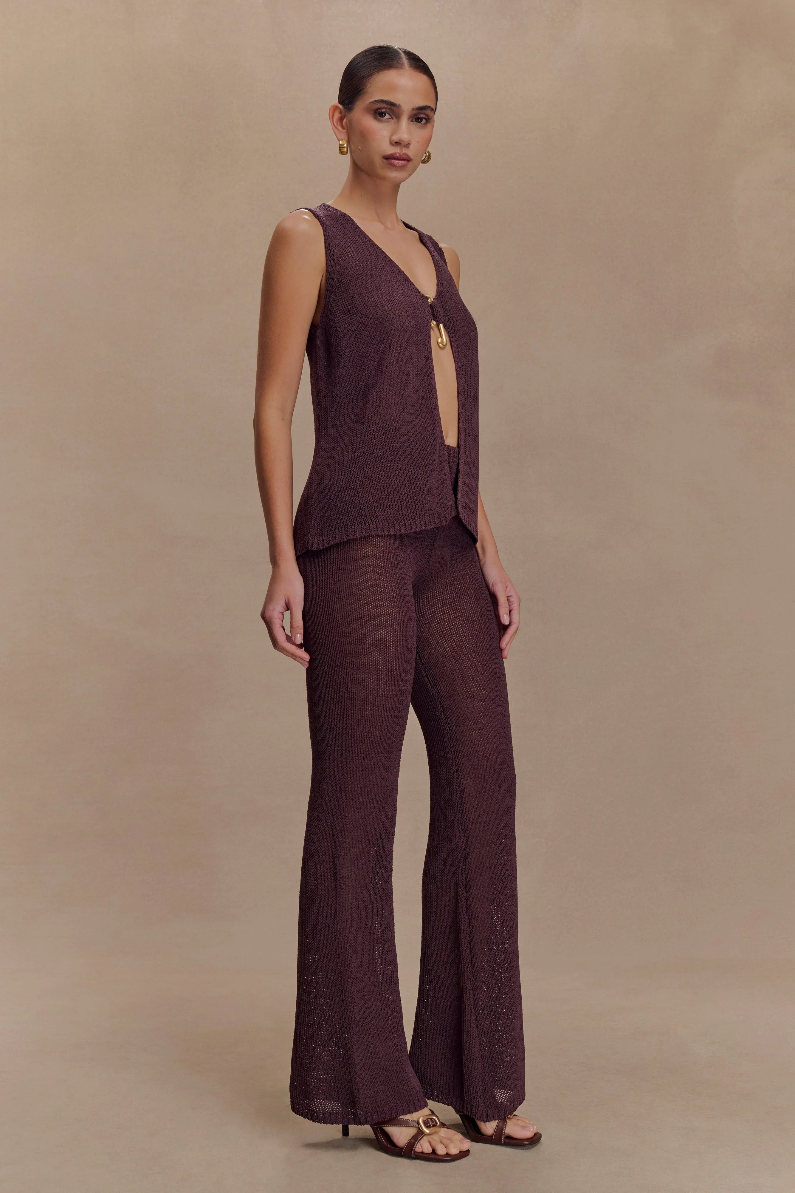 Malani Knit Top With Hardware Chocolate