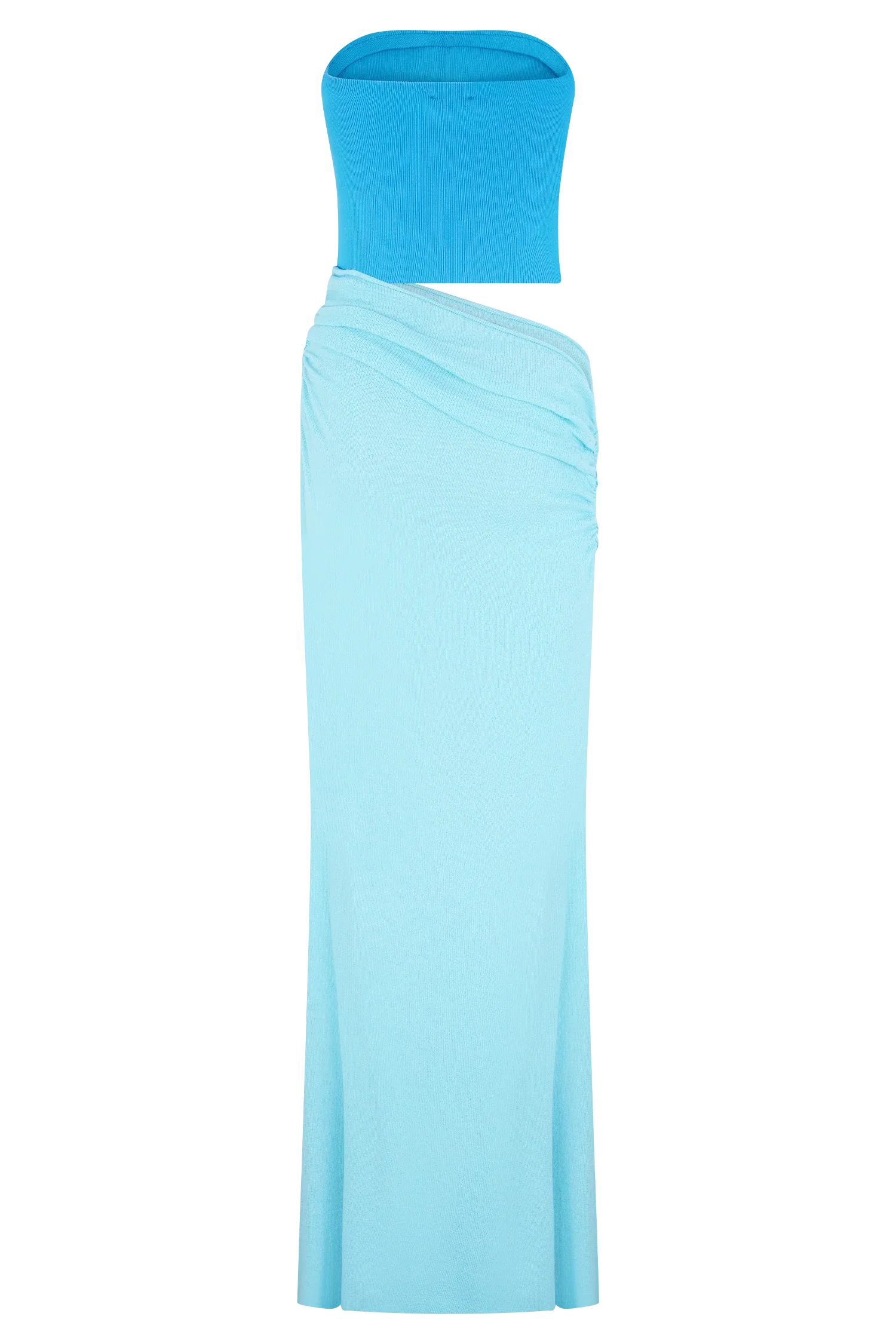 Jasiel Strapless Knit Maxi Dress Cyan Blue