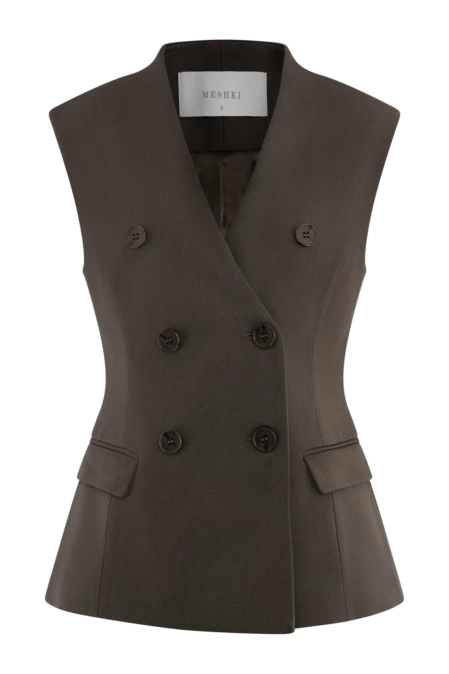 Penelope Suiting Sleeveless Blazer Chocolate