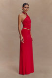 Bruna Slinky Fishtail Maxi Skirt Red