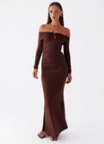 Rudy Long Sleeve Maxi Dress Chocolate