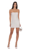 Rhinestone Strapless Bodycon Dress in White
