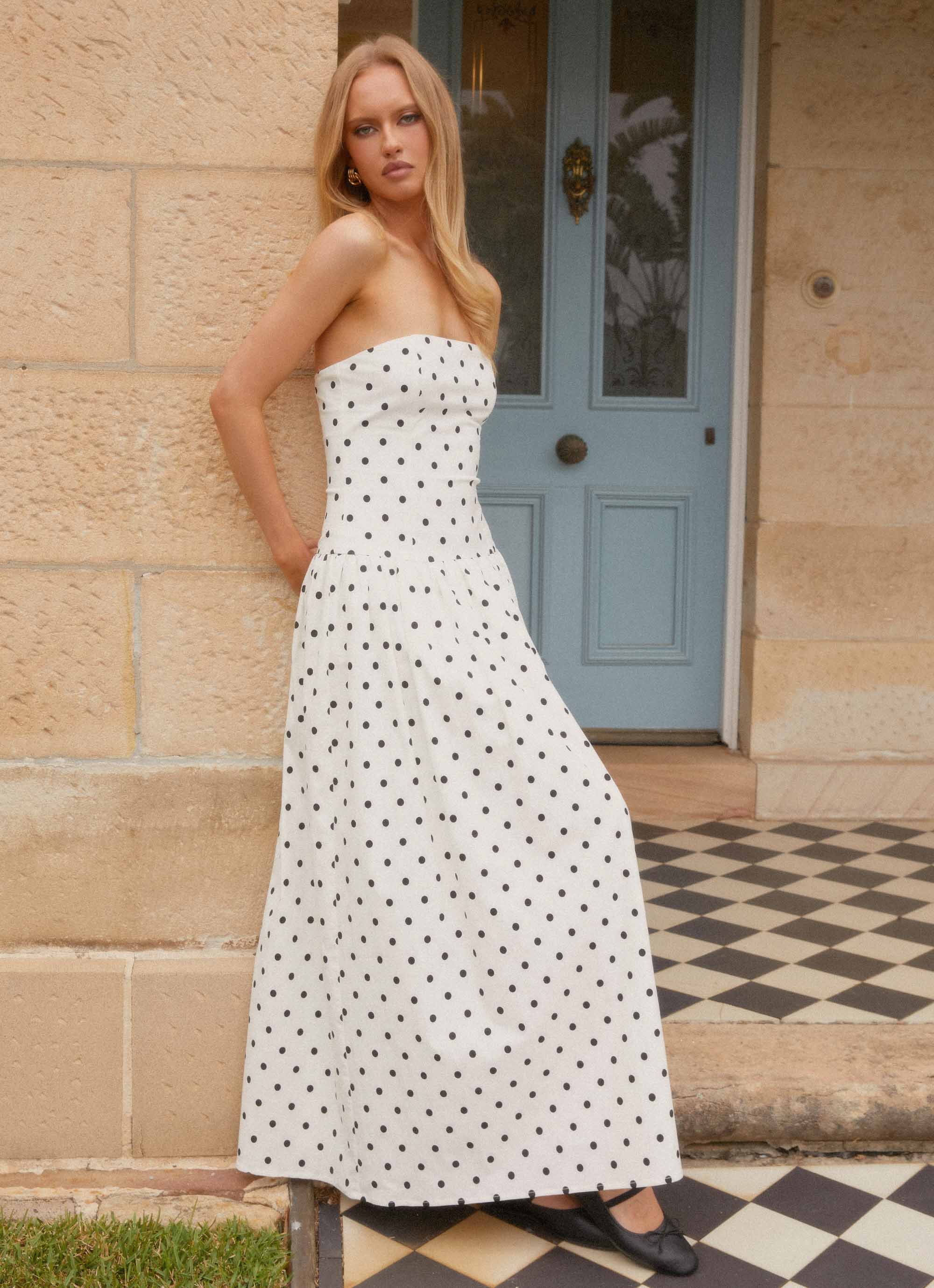 Andorra Maxi Dress White Polkadot
