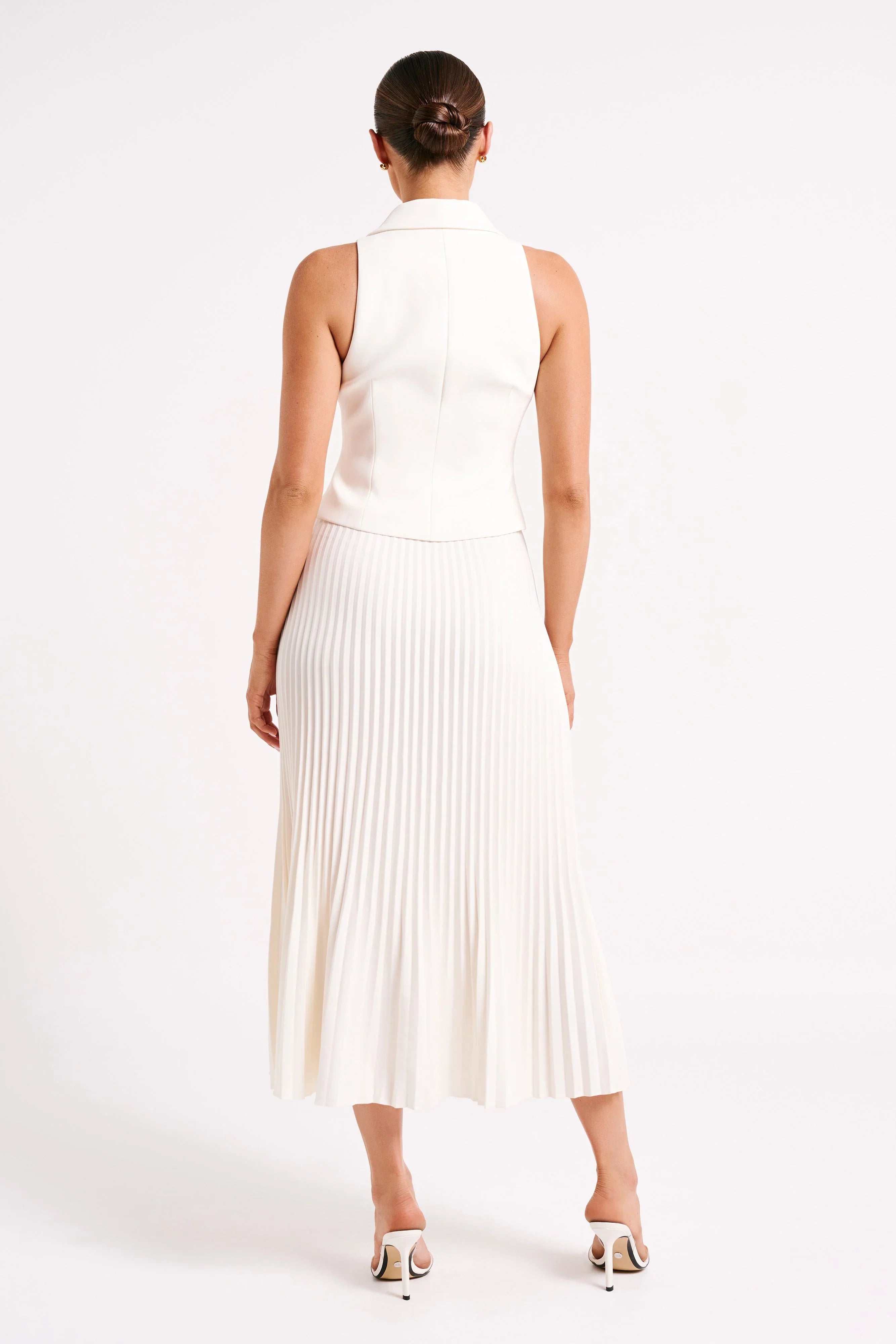 Twyla Pleated Suiting Maxi Skirt Ivory