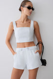 Josephine Cotton Shorts With Waistbands Ice Blue