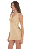 Foil Twist Open Back Dress in Gold