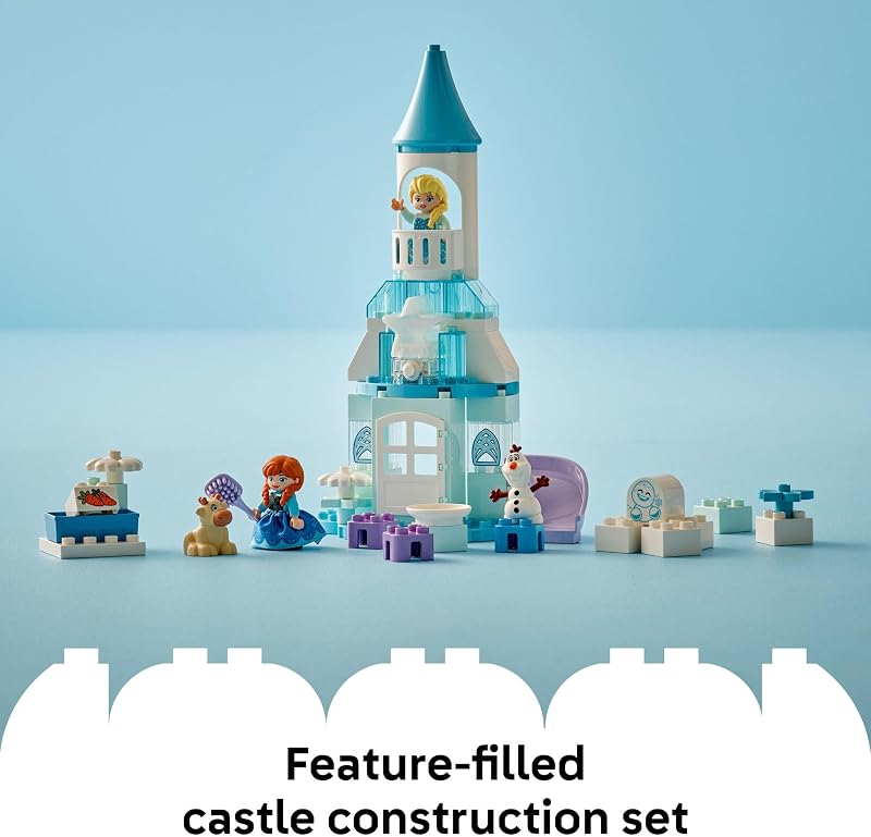 LEGO DUPLO Disney Anna and Elsas Frozen Castle Party Toddler Toy for Girls and Boys 2 Building Blocks for Pretend Play and Sensory Development Preschool Learning Gift for Kids 10455