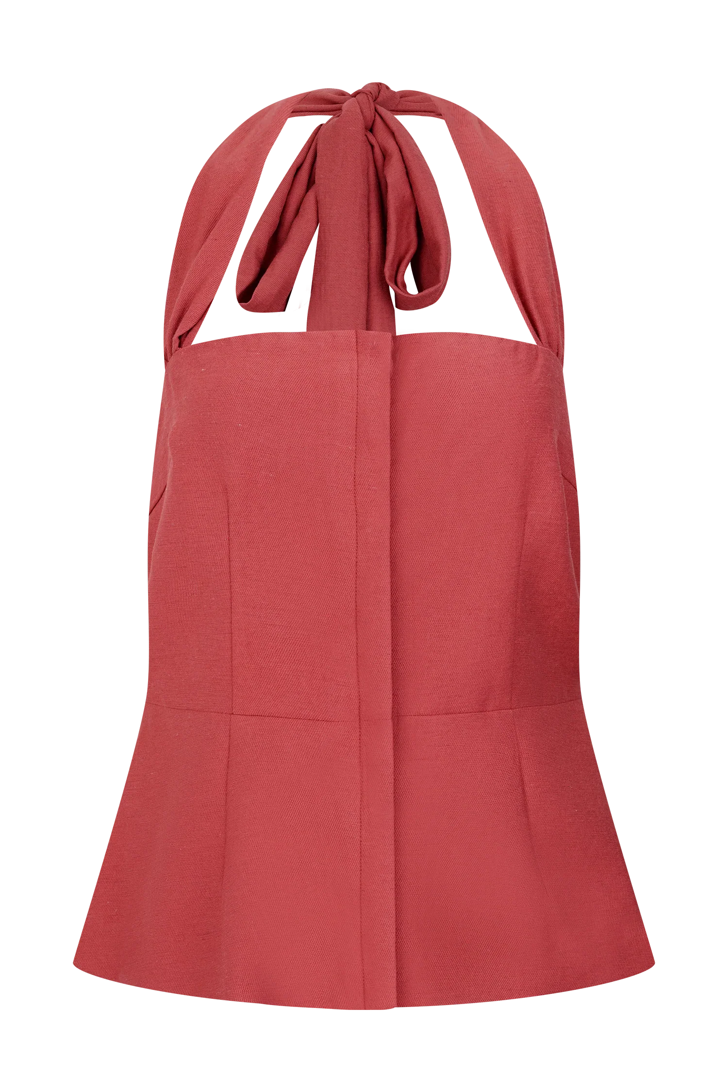 Kallie Linen Peplum Halter Top Burnt Rose