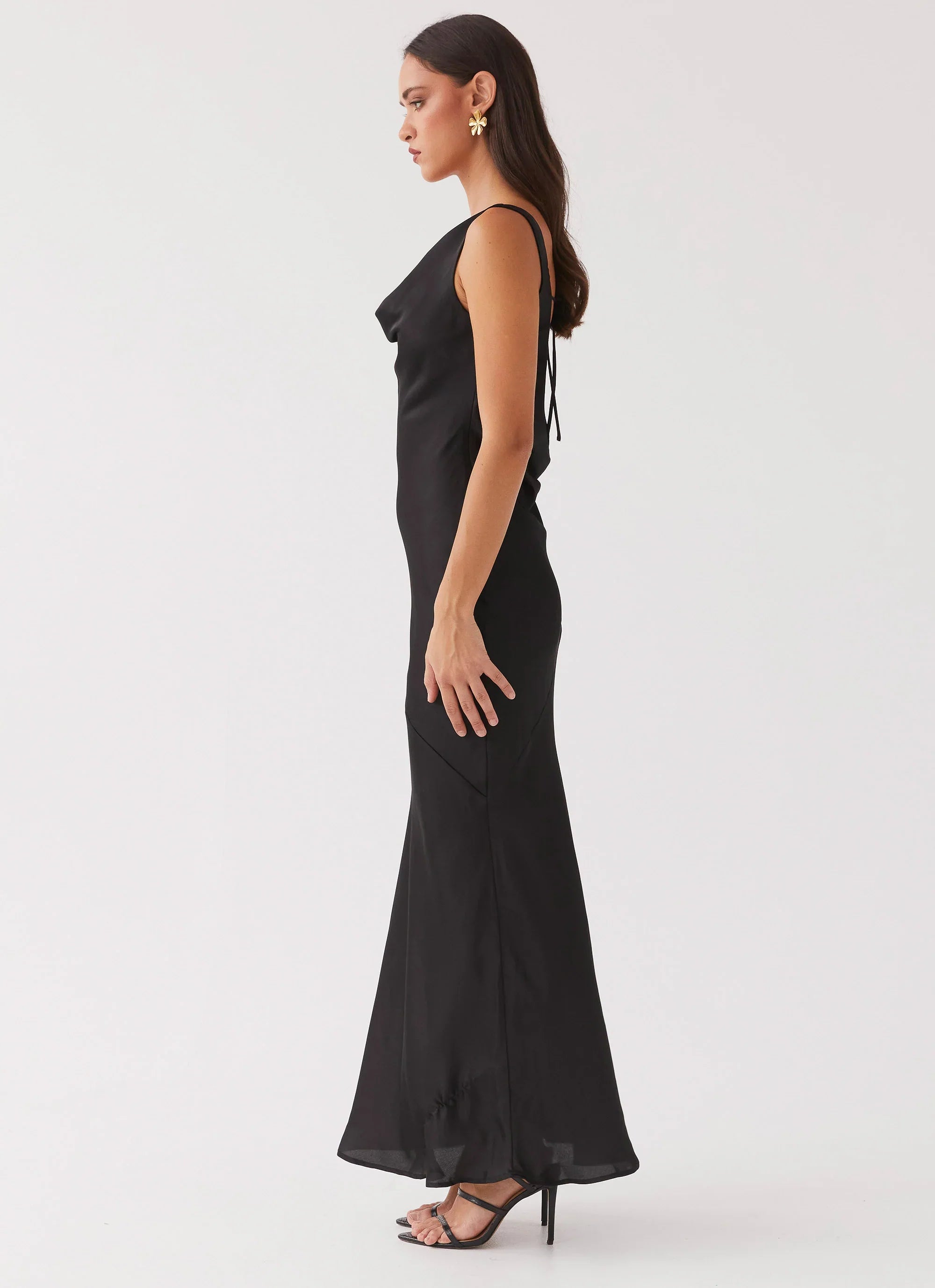 Be Mine Satin Maxi Dress Black