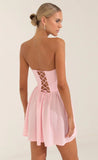 Glinda Crepe Corset Dress in Pink