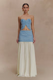 Tully Strapless Topstitch Denim Top 80S Blue
