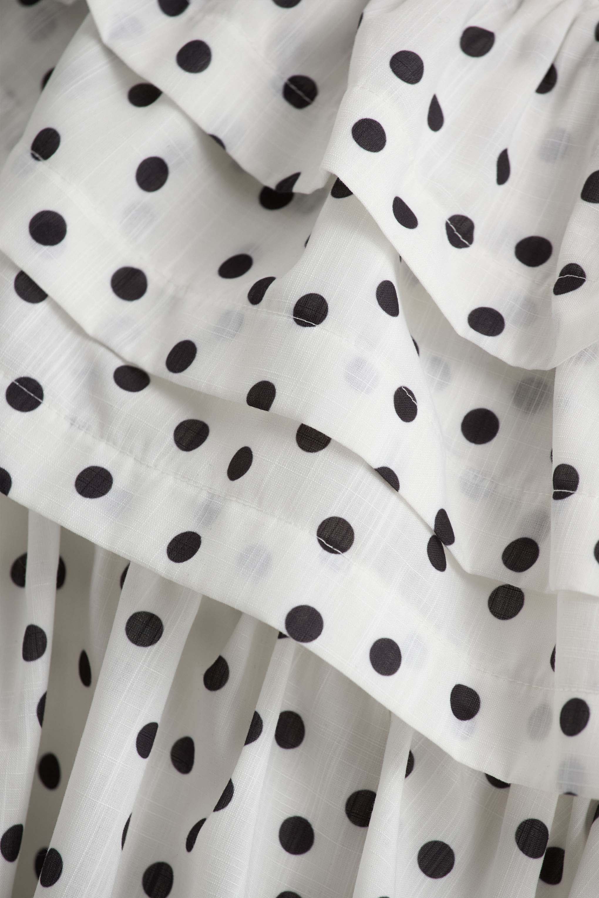Orla White Polka Dot Asymmetric Ruffled Mini Dress