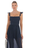Shimmer Chiffon Maxi Dress in Navy