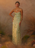 Celandine Beaded Maxi Dress Lime