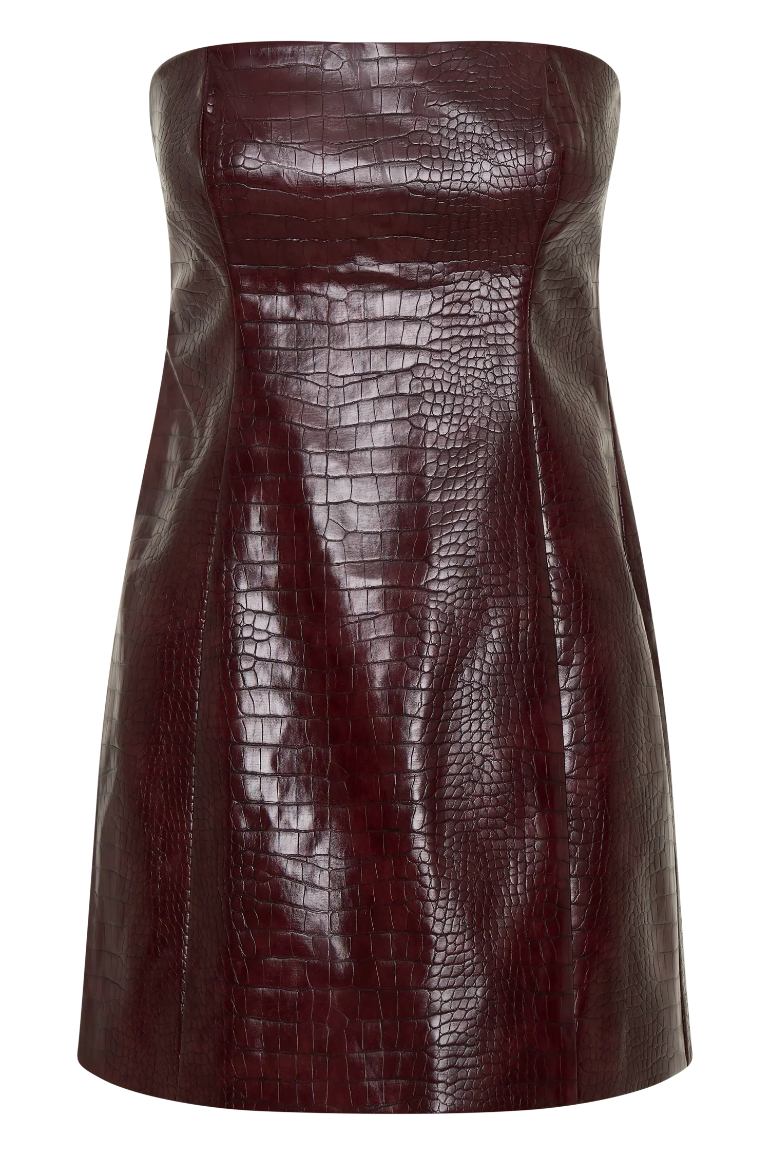 Anouk Faux Leather Strapless Mini Dress Merlot