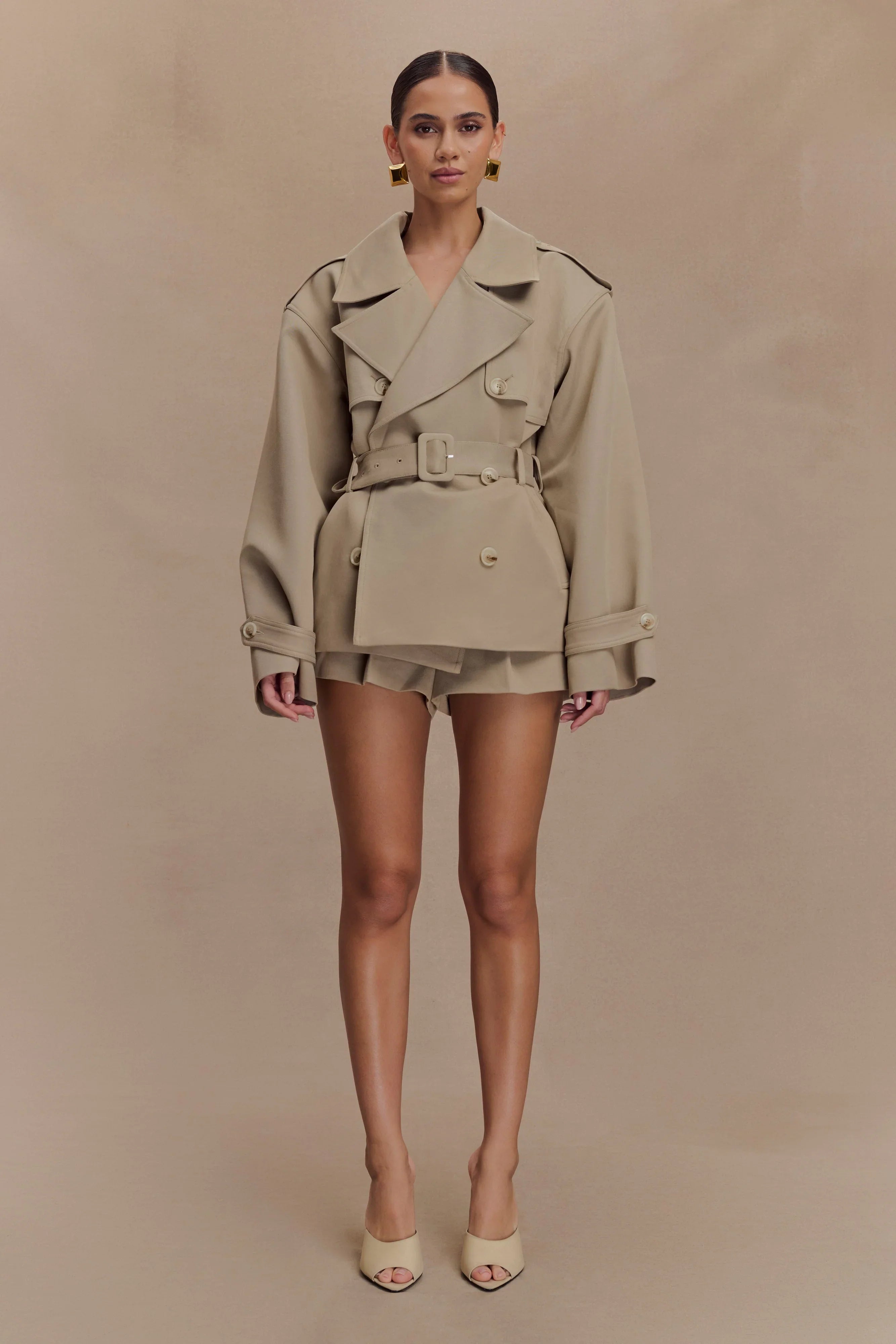 Alden Short Trench Jacket Pebble
