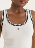 Cream Knitted Contrast Stitch Vest Top