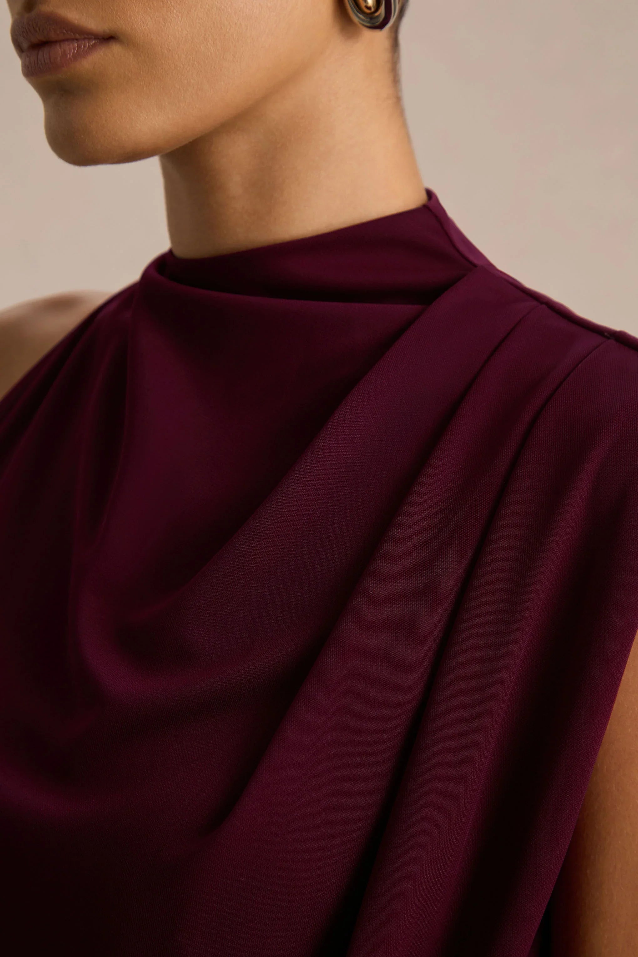 Umaira Burgundy High Neck Maxi Dress