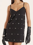 Black Embellished A Line Mini Dress