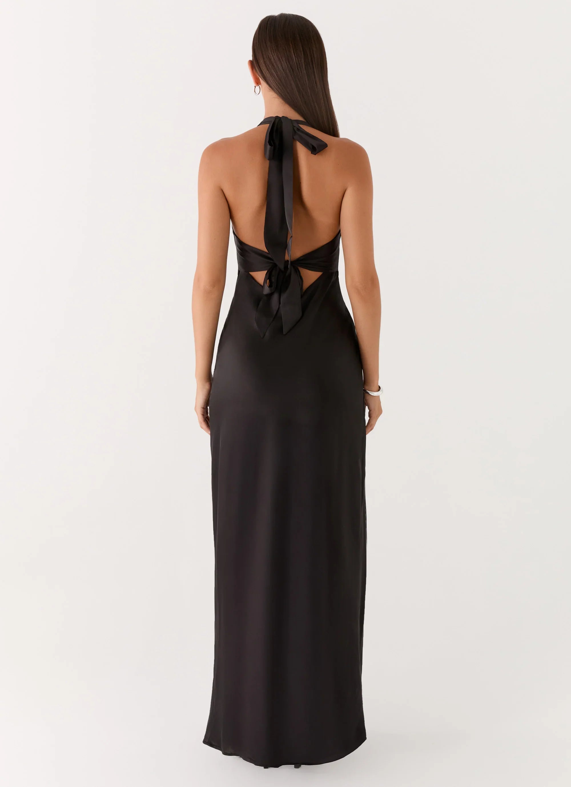 Heavy Hearted Satin Maxi Dress Black