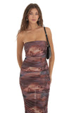 Mesh Print Dress in Purple Blush