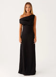 Heart Of Glass Satin Maxi Dress Black