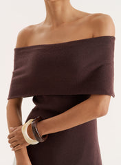 Chocolate Bandeau Longline Knitted Top