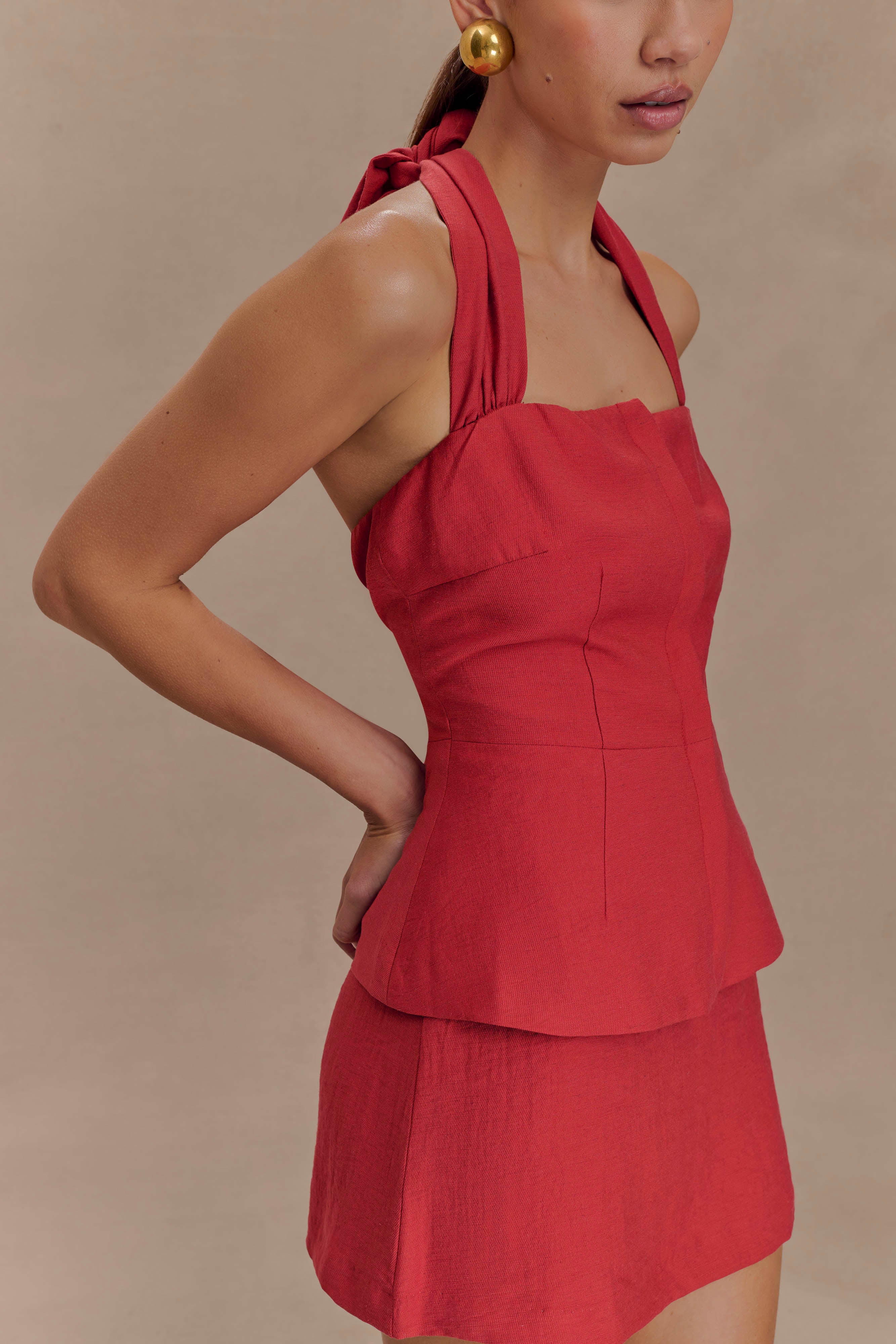 Kallie Linen Skort Burnt Rose